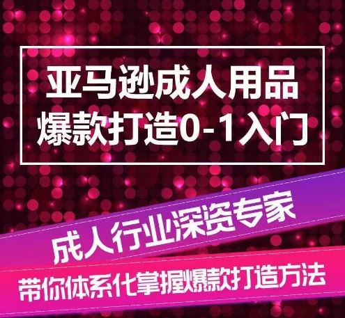 亚马逊成人用品爆款打造0-1入门，系统化讲解亚马逊成人用品爆款打造的流程